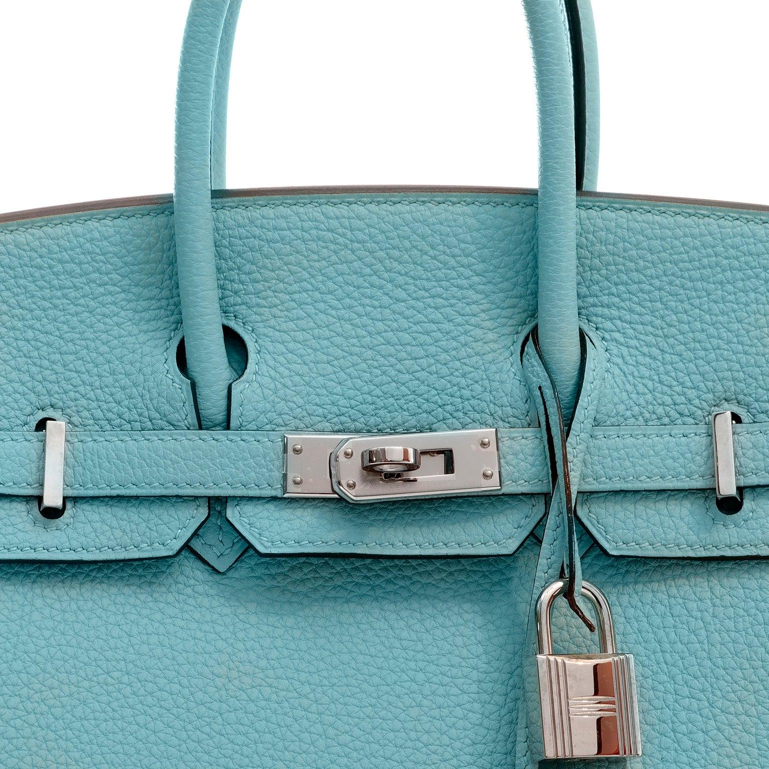 Hermes Robin Egg Togo W Palladium Hardware Handbag Blue Travel Bag