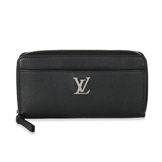 Louis Vuitton Supple Lockme Zippy Leather Calf Black Wallet Case