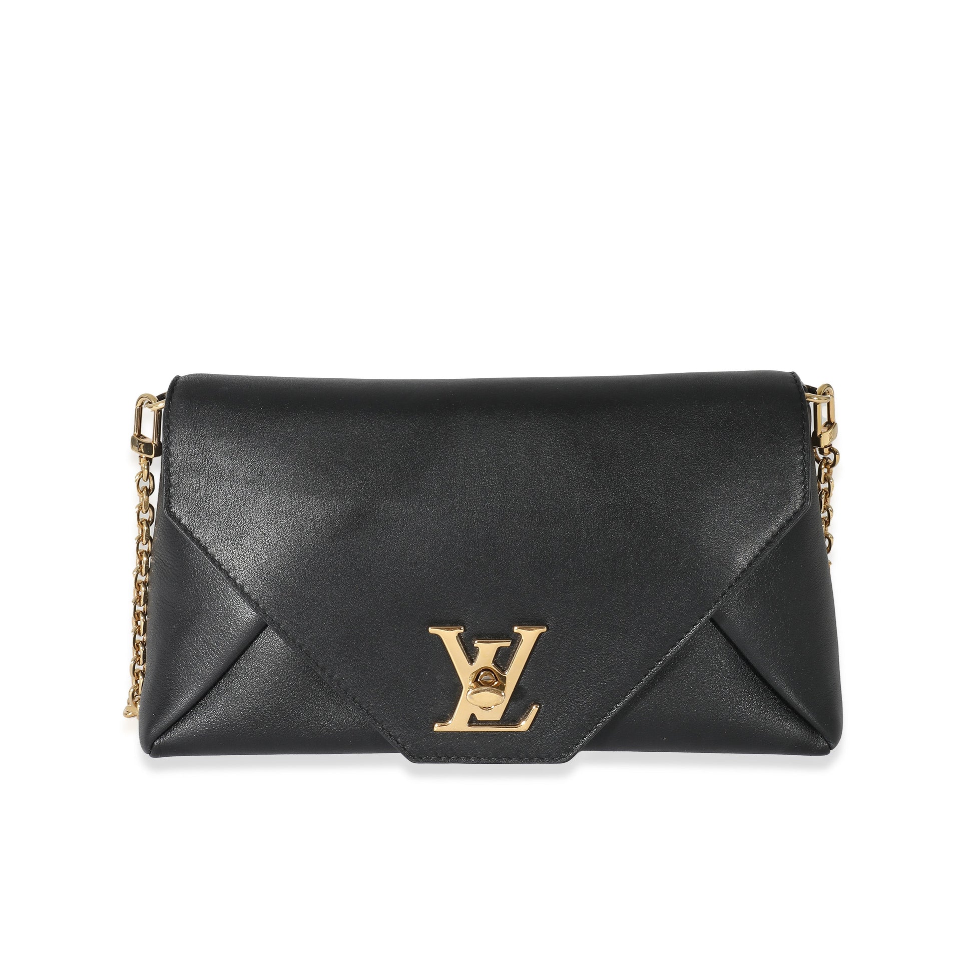 Louis Vuitton Love Note Calfskin Black Chain Clutch Bag