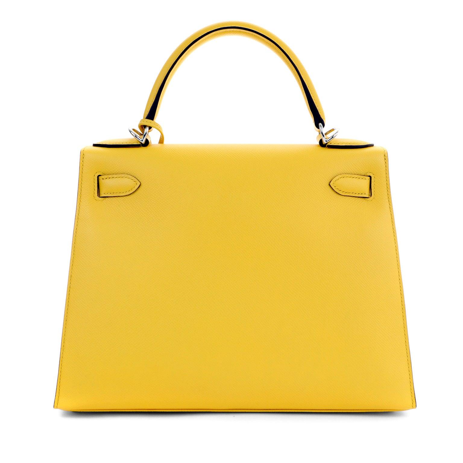 Hermes Jaune De Naples Epsom Sellier Kelly W Palladium Travel Bag