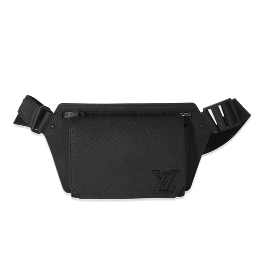 Louis Vuitton Grained Aerogram Takeoff Sling Calfskin Black Crossbody Bag