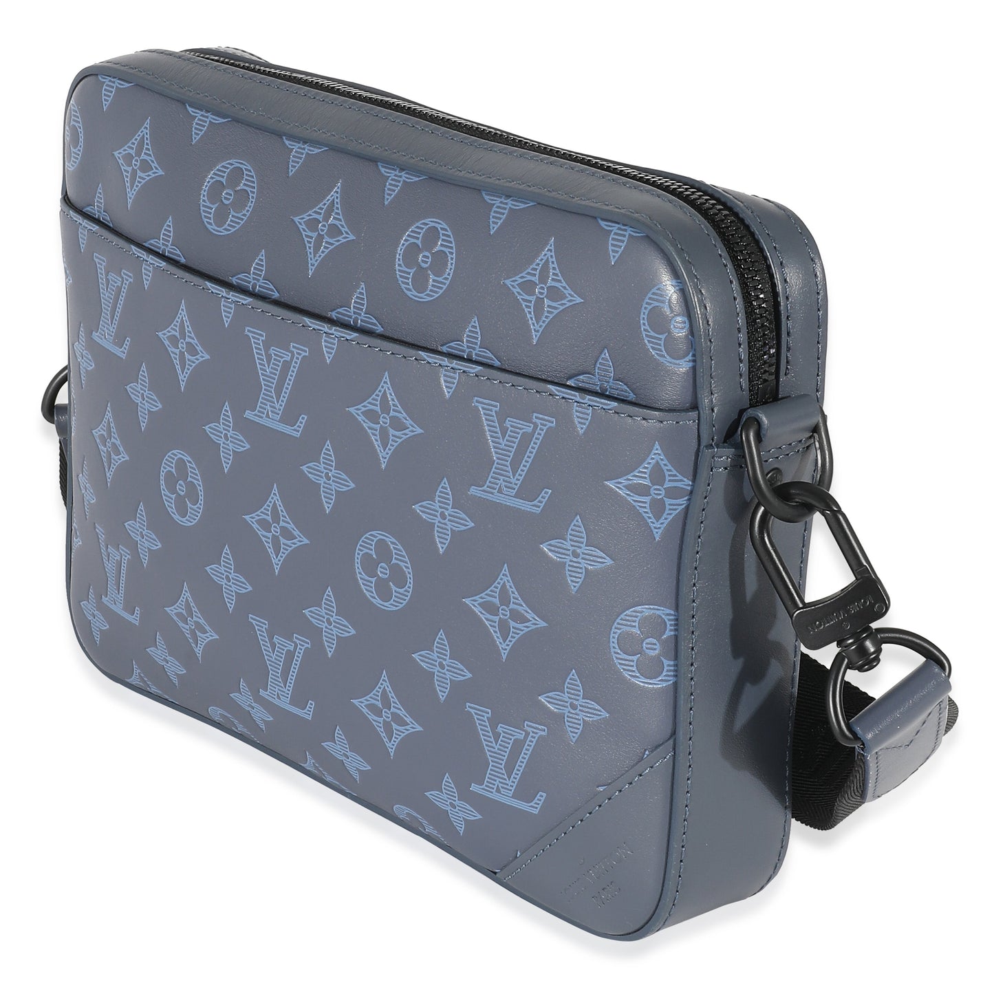Louis Vuitton Shadow Duo Messenger Monogram Calfskin Navy Crossbody Bag