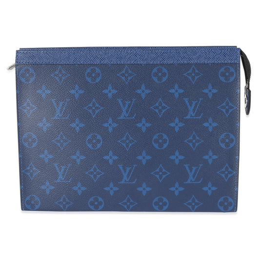 Louis Vuitton Taigarama Pochette Voyage MM Monogram Blue Clutch Bag
