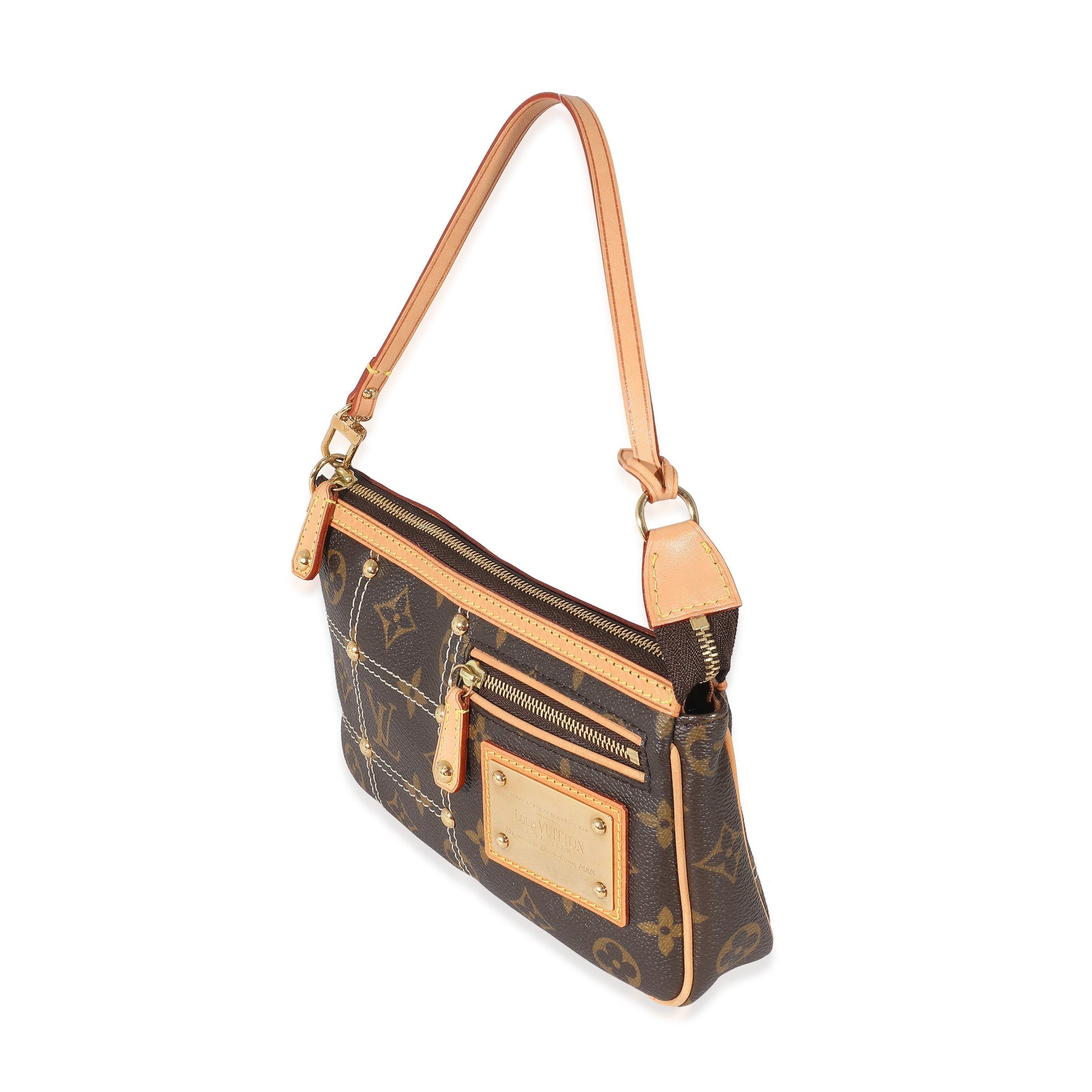 Louis Vuitton Riveting Pochette Monogram Canvas Clutch Bag