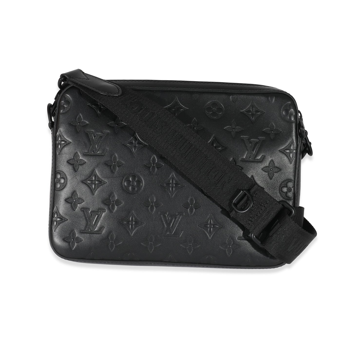 Louis Vuitton Shadow Duo Messenger Monogram Leather Black Crossbody Bag