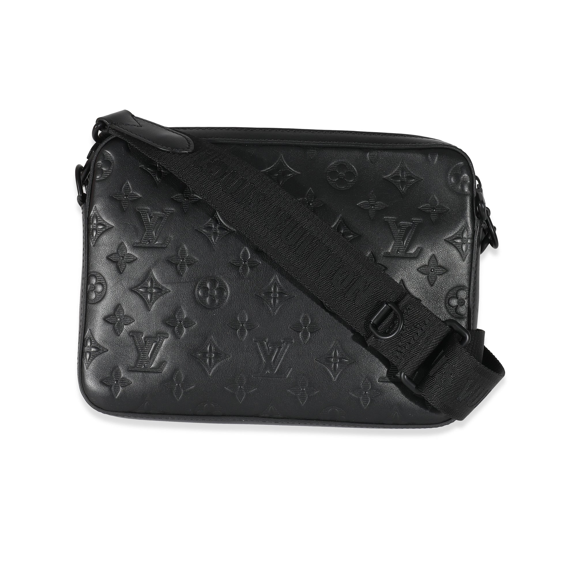 Louis Vuitton Shadow Duo Messenger Monogram Leather Black Crossbody Bag