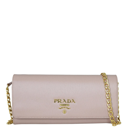 Prada Handbag Move Wallet on 2 Vitello Pink Chain