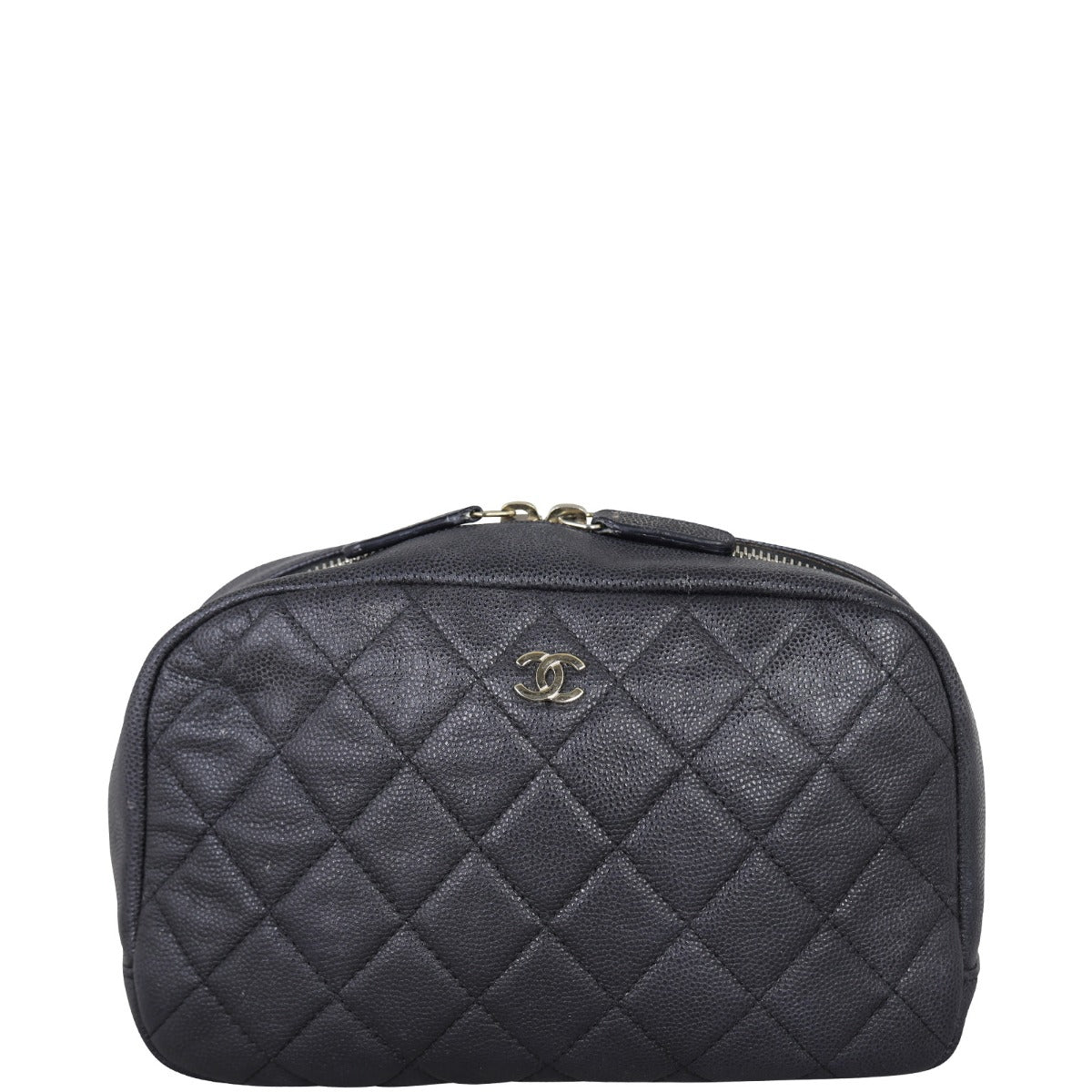 Chanel Cosmetic Case Diamond Handbag Quilted Black