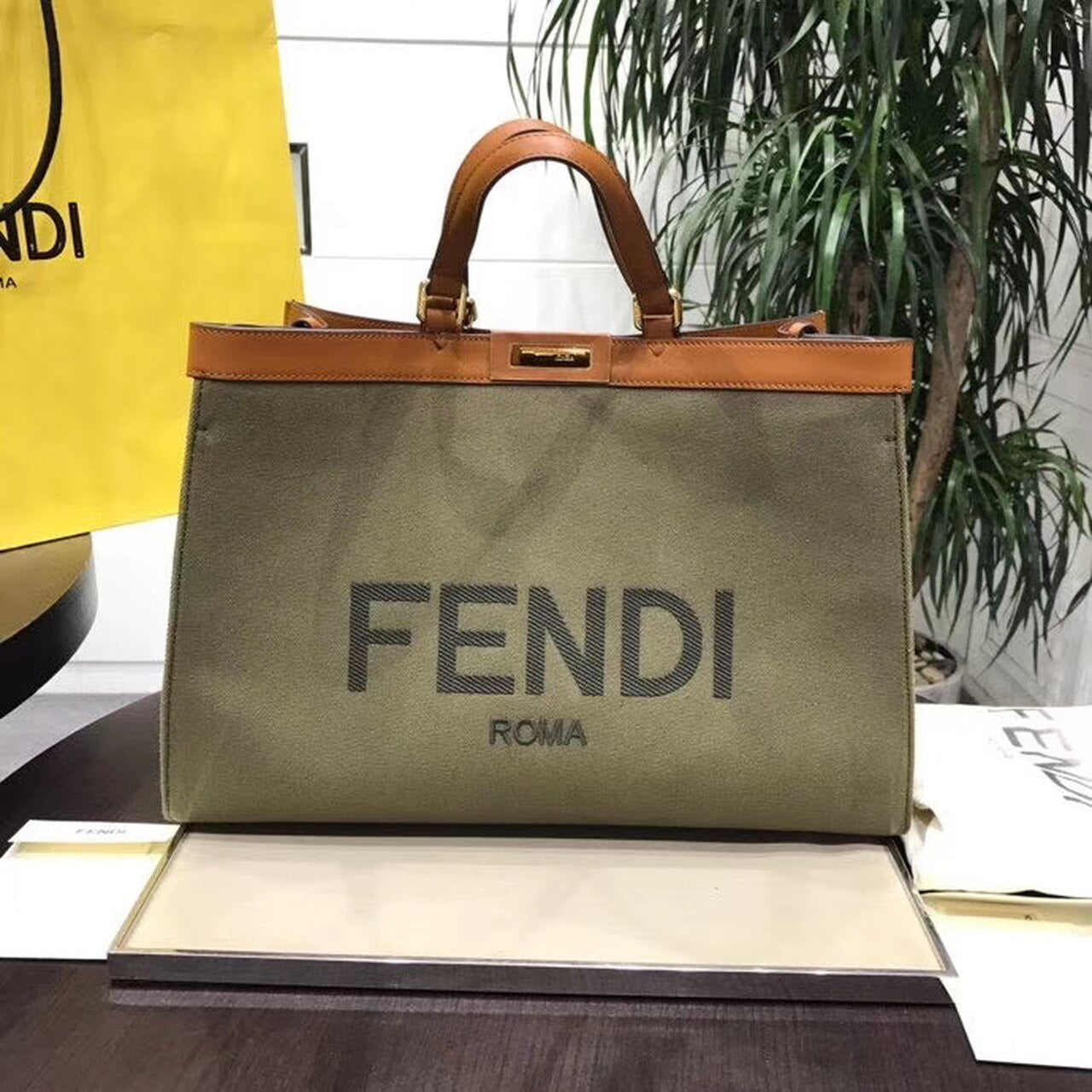 Fendi Top QualityTop Quality Peekaboo X- Canvas FF Shoulder Bag