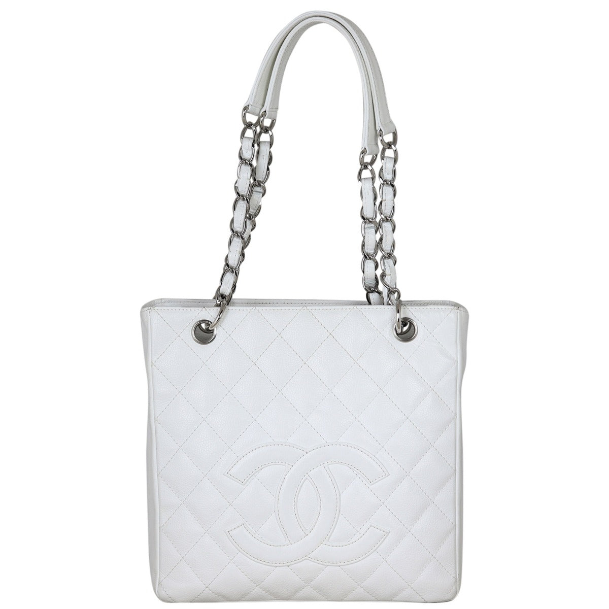 Chanel Petite Shopping Tote White Tote Bag