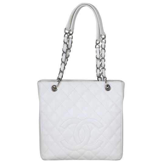 Chanel Petite Shopping Tote White Tote Bag
