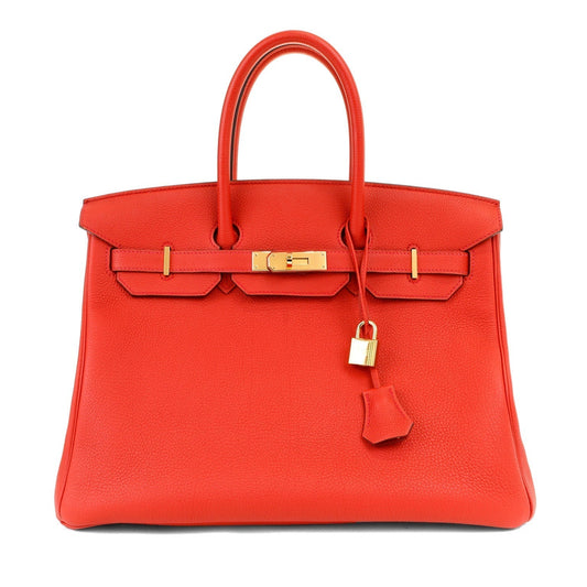Hermes Vermillion Togo Birkin W Hardware Handbag Gold Travel Bag