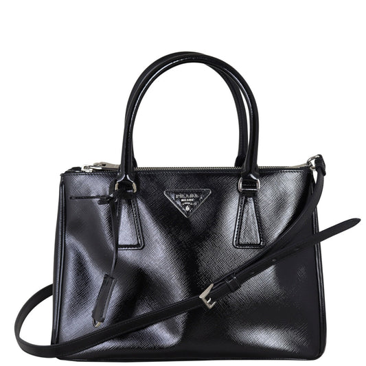 Prada Saffiano Vernice Lux Galleria Double Zip Tote Small Tote Bag
