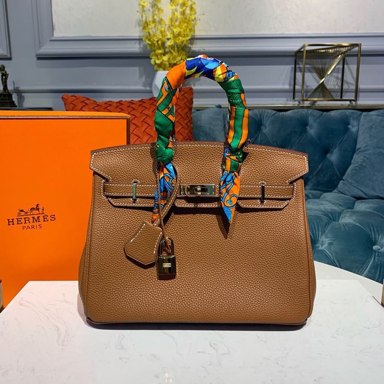 Top Quality Birkin Semi Handstitched With Toned Brown Gold Travel Bag