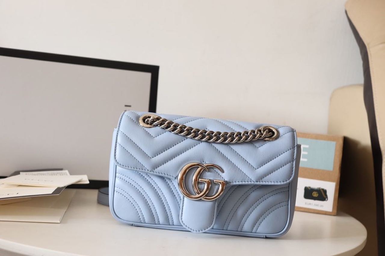 gg Marmont MatelassÃ© Sky 8.5in Blue Mini Bag