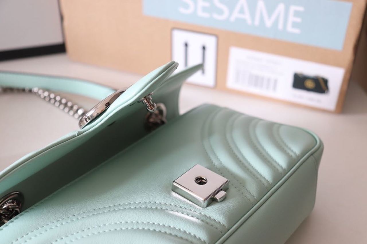 gg Marmont MatelassÃ© Mint 8.5in Green Mini Bag