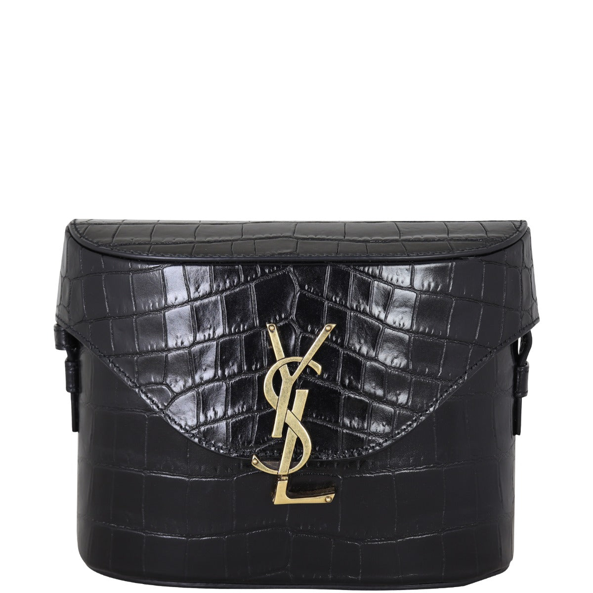 YSL Saint Laurent June Box Bag Croc Embossed Travel Bag