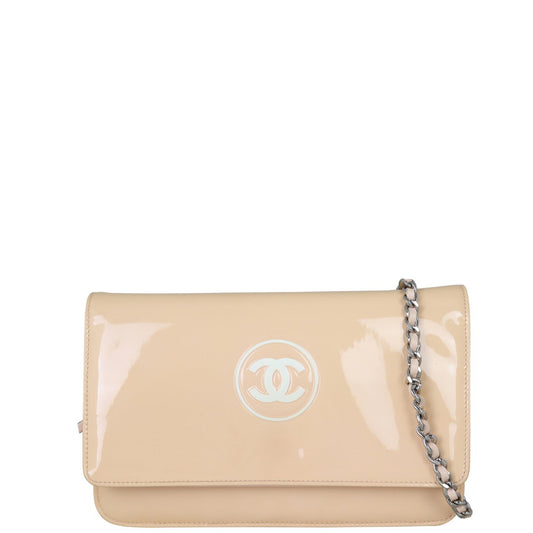 Chanel Wallet on Patent Peach Handbag Pink Chain