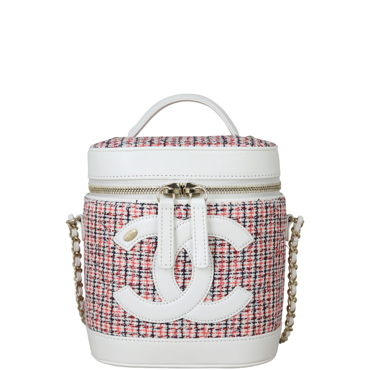 Chanel CC Tweed Vanity Case Handbag