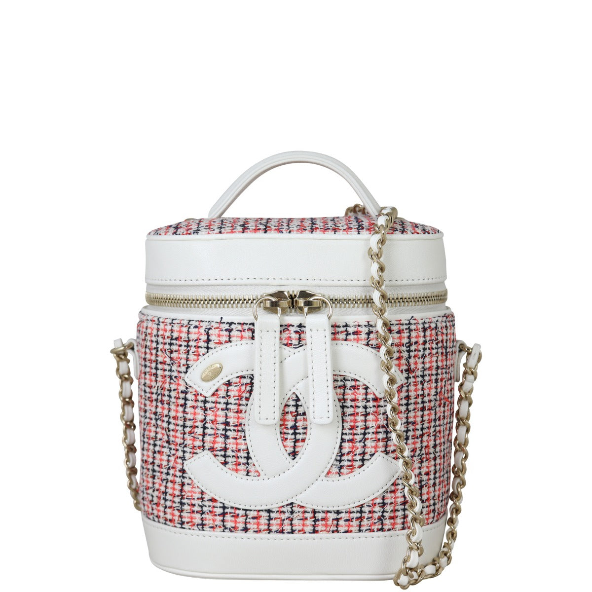 Chanel CC Tweed Vanity Case Handbag