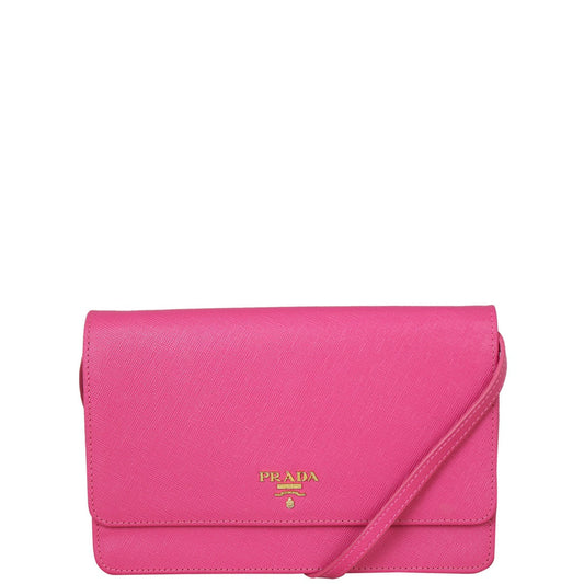 Prada Handbag Wallet on Strap Saffiano Pink