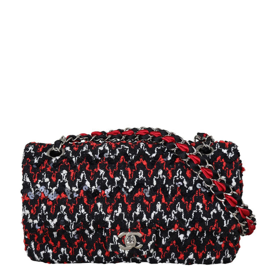 Chanel Classic Double Tweed Handbag Medium Flap Tweed Medium060323