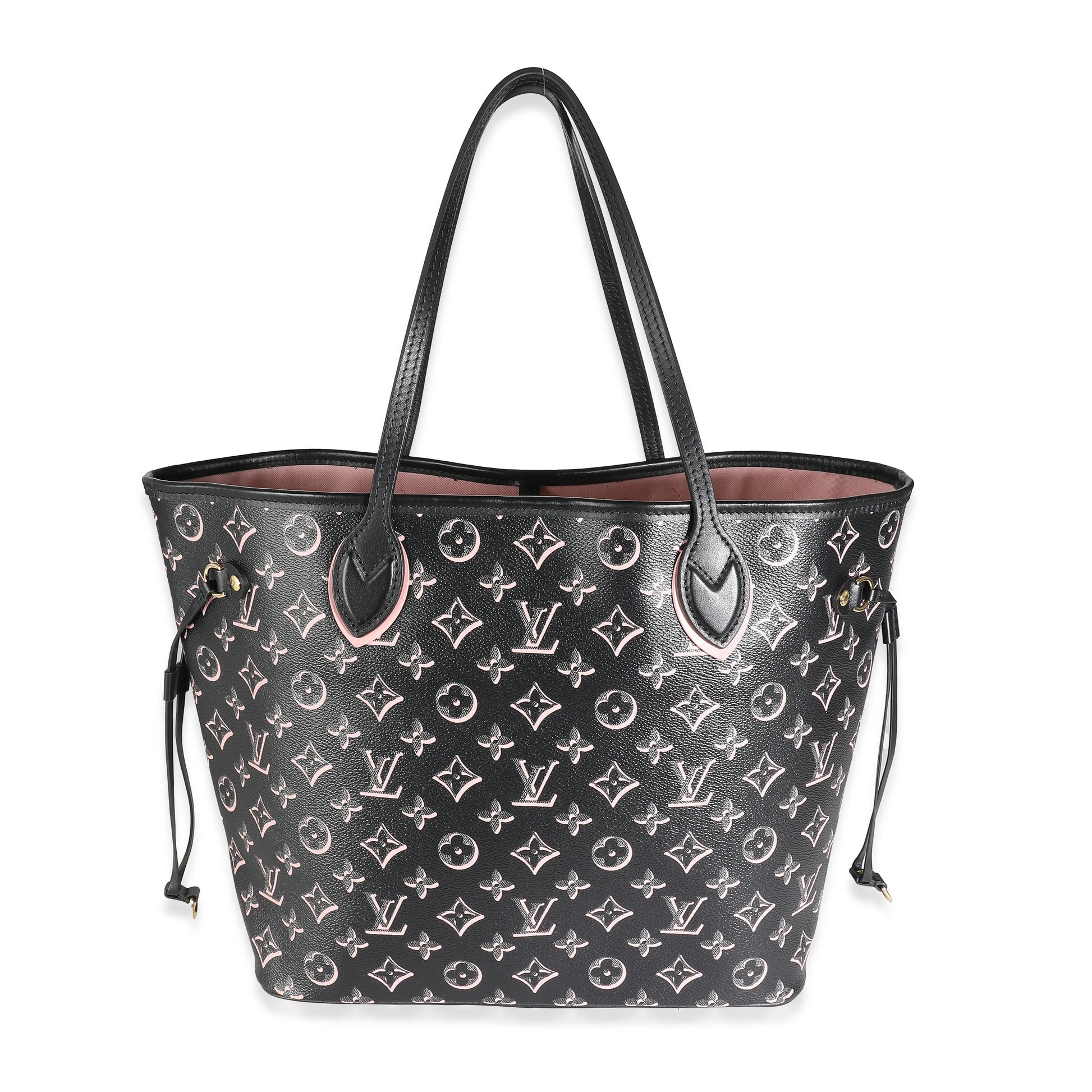Louis Vuitton Fall You Neverfull MM Monogram Canvas Black Pink Tote Bag
