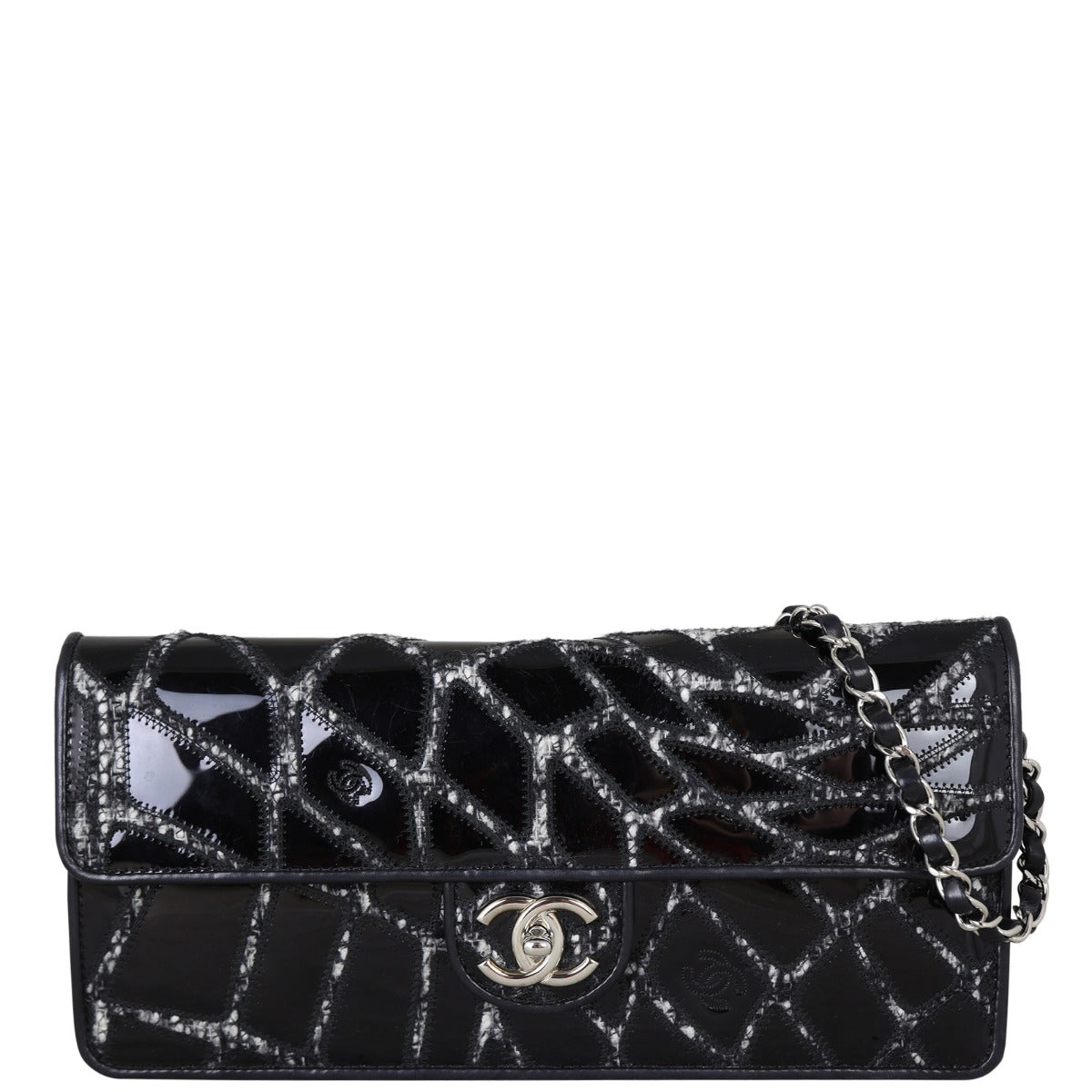 Chanel East West Scale Bag Patent Black Flap Handbag