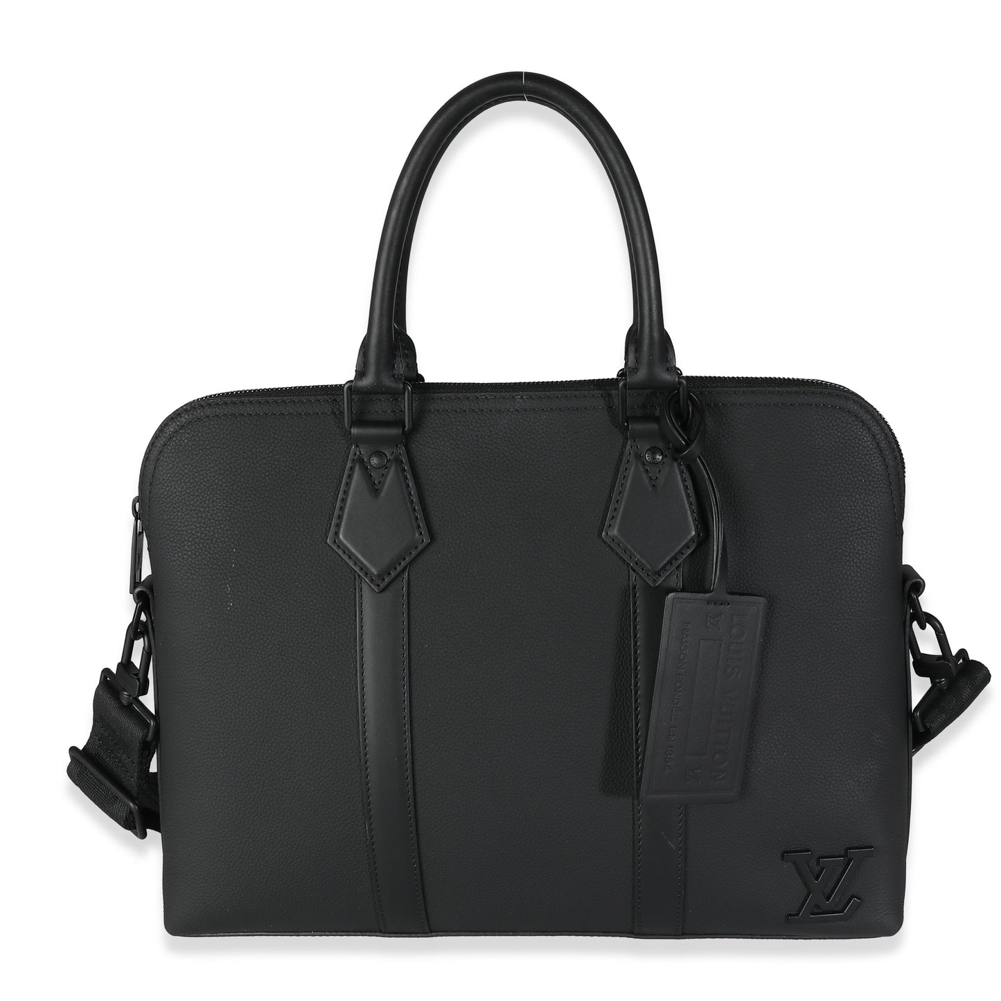 Louis Vuitton Aerogram Takeoff Briefcase Calfskin Black Handbag