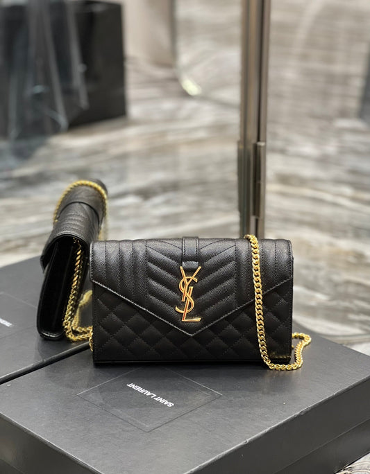 YSL Saint Laurent Envelope Handbag Quilted Chain Travel Bag 86In22Cm Ysl 8158