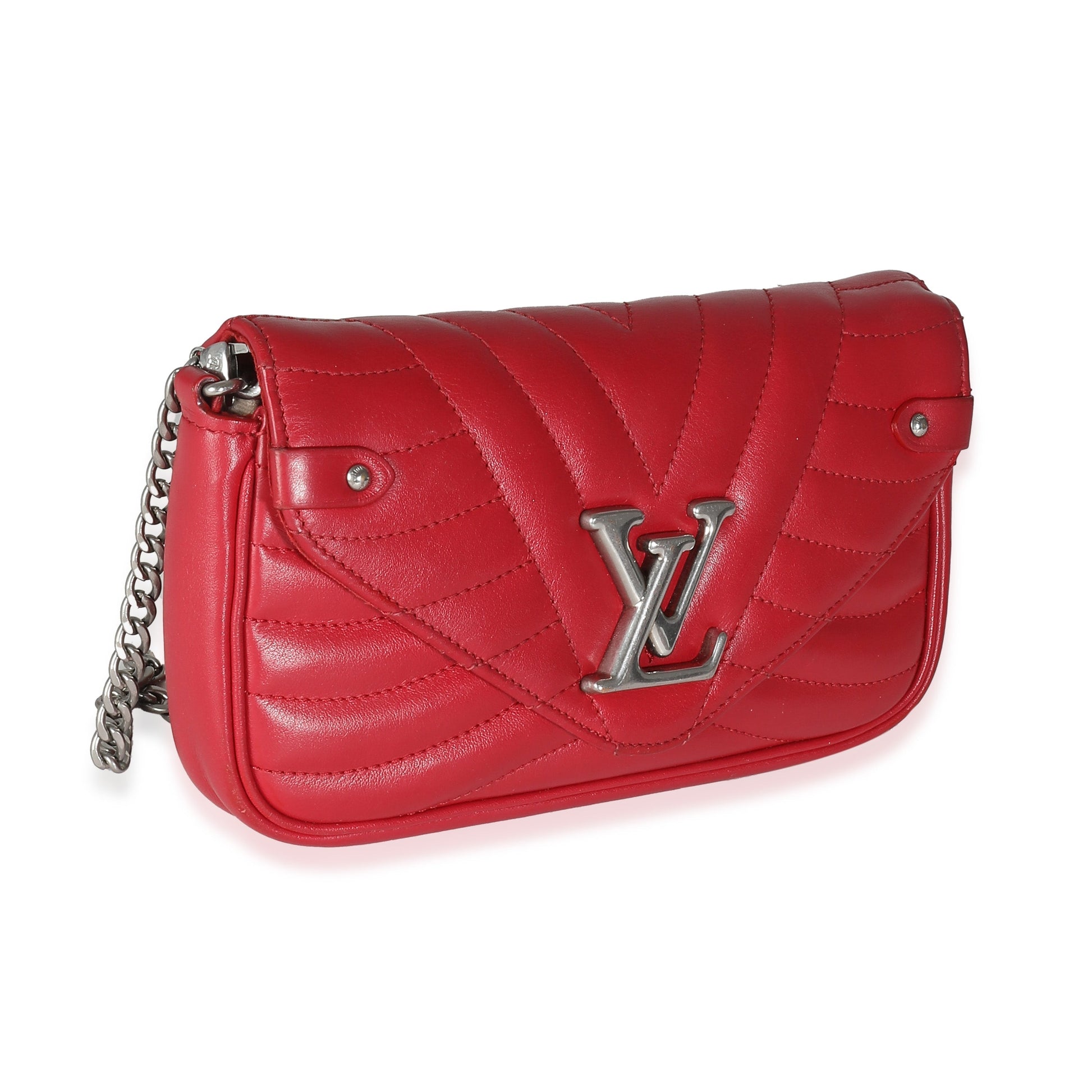 Louis Vuitton Scarlet New Wave Pochette Calfskin Chain Clutch Bag