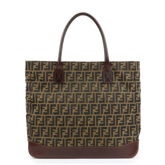 Tote Bag Zucca Shoulder Bag Leather Canvas Brown