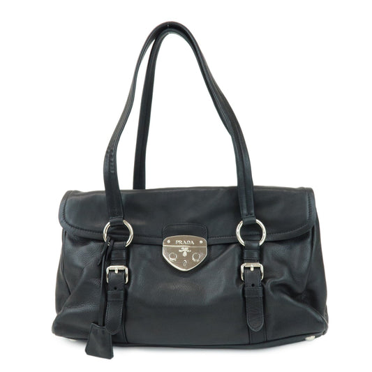 Shoulder Bag Calf Leather Black