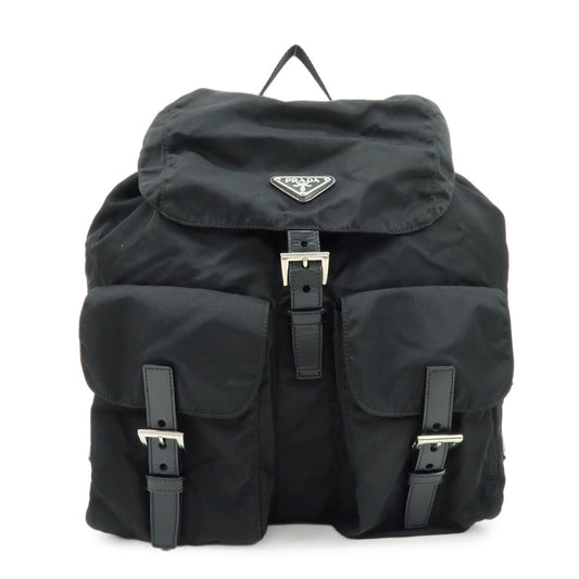 Backpack Triangle Rucksuck 2 Leather Nylon Black