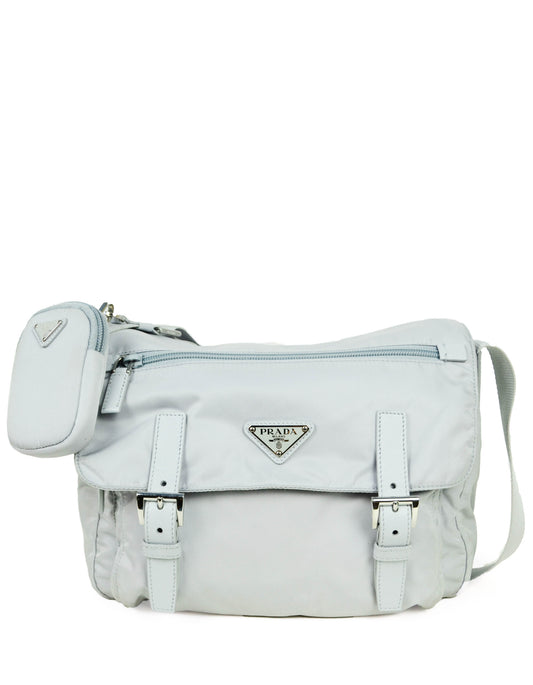 Prada Handbag Cornflower Re- Messenger Bag Nylon Blue Gray Crossbody Bag