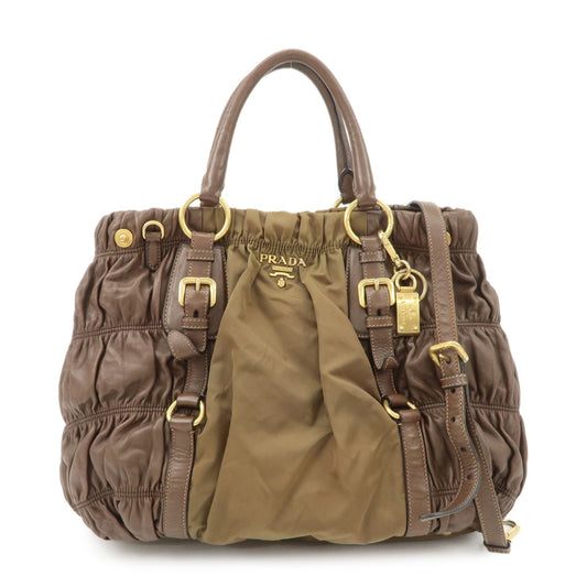 Shoulder Bag Bag Hand Bag Khaki Leather Nylon Brown