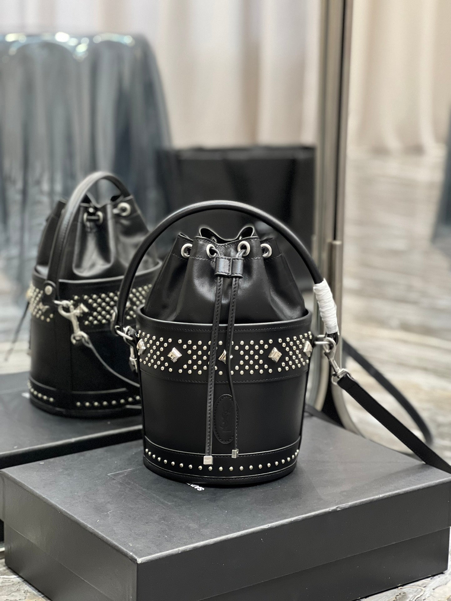 YSL Saint Laurent Ysl Saint Laurent Bahia Small Bucket Bag Black