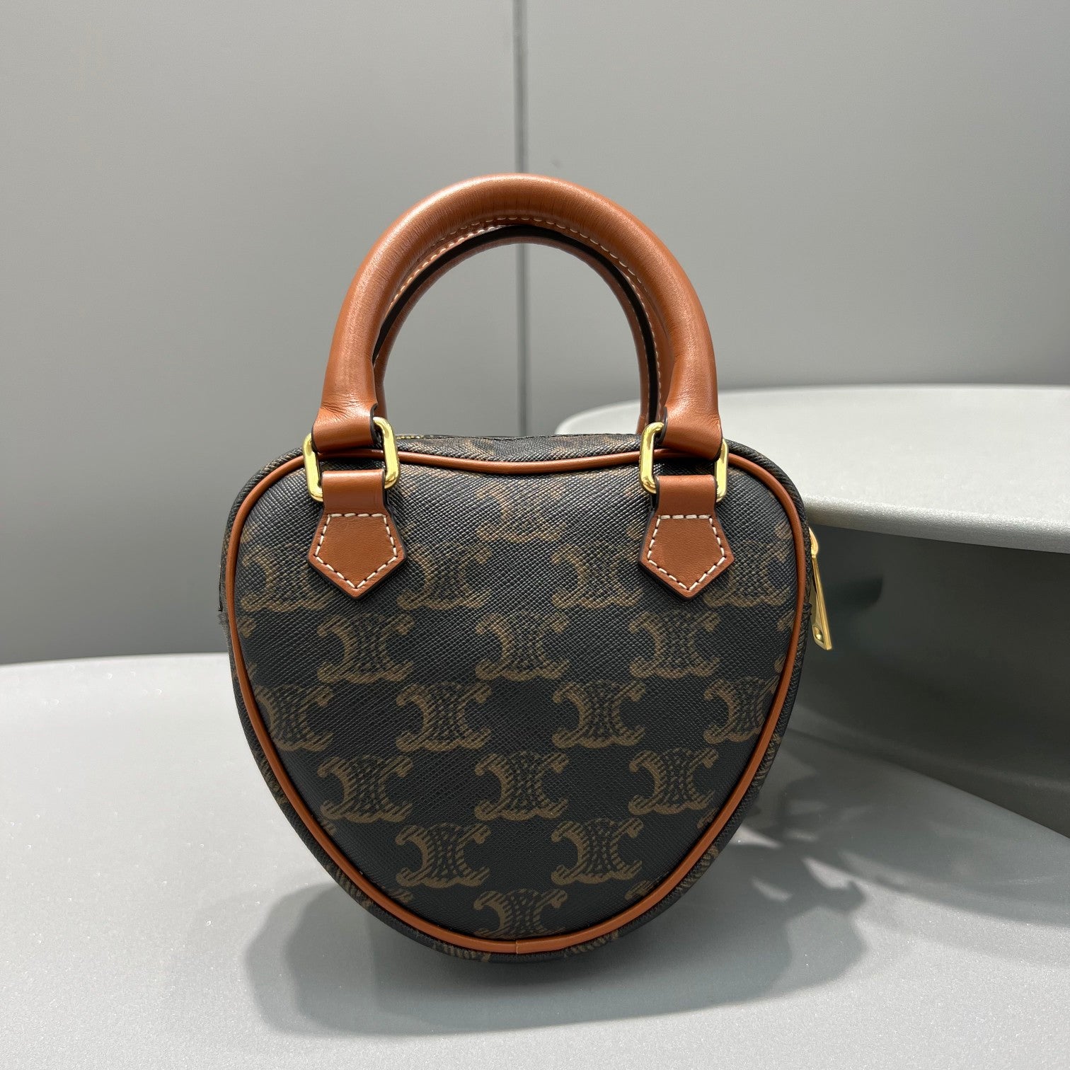 Top Quality Metop Qualityum Top Quality Heart Canvas Brown Travel Bag