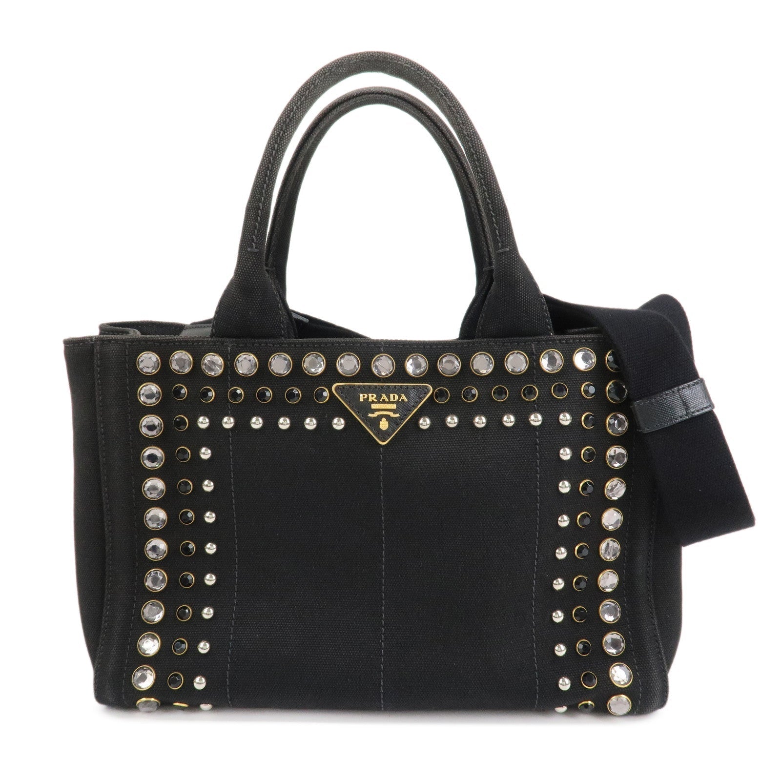 Triangle Canapa Bijoux 2Way Hand Bag Denim Black Logo Handbag