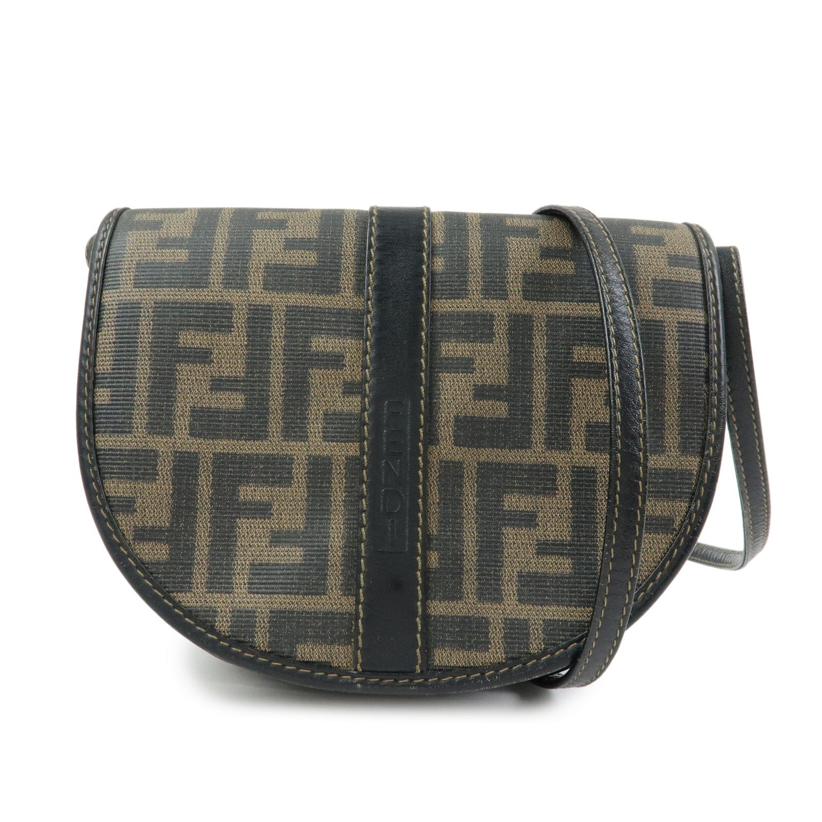 Shoulder Bag Zucca PVC Leather Canvas Black
