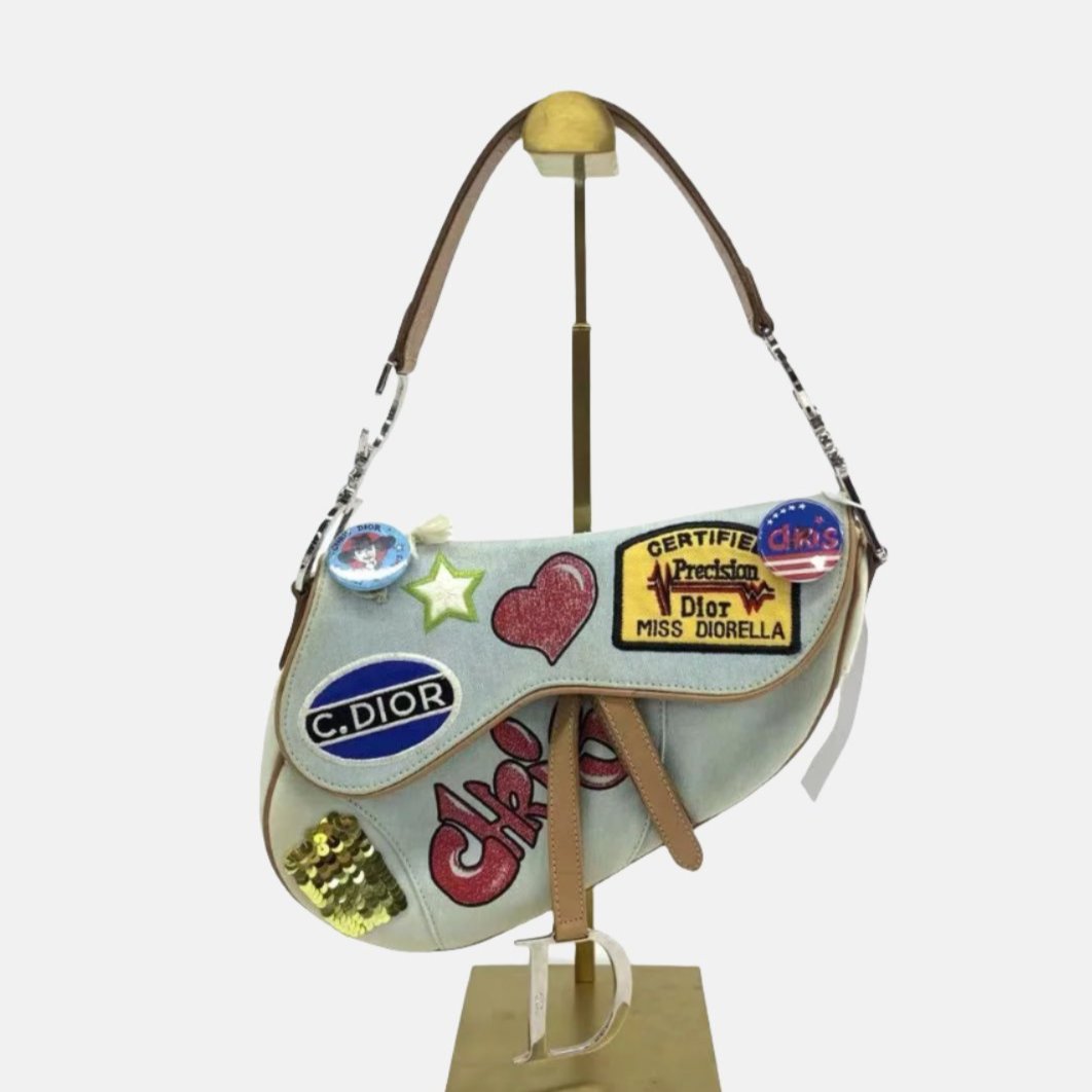 Dior Saddle Bag Miss ella In With Badges, Denim Blue Travel Bag