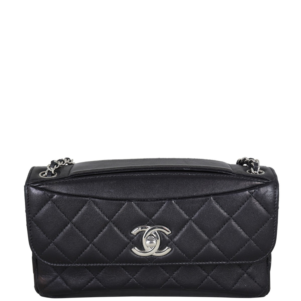 Chanel CC Single Bag Hardware Silver Flap Handbag