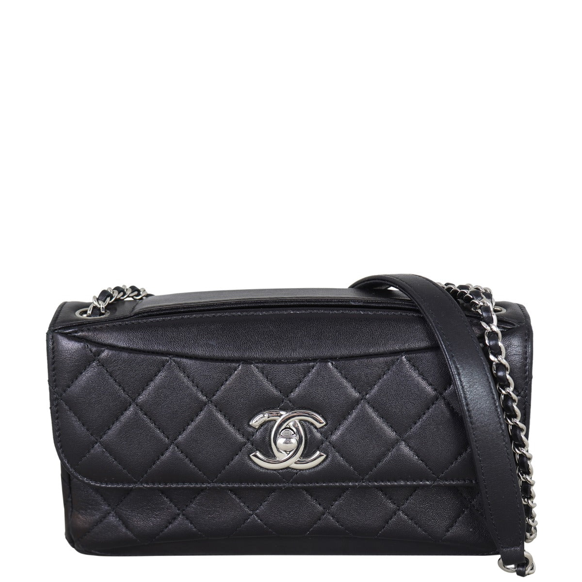 Chanel CC Single Bag Hardware Silver Flap Handbag