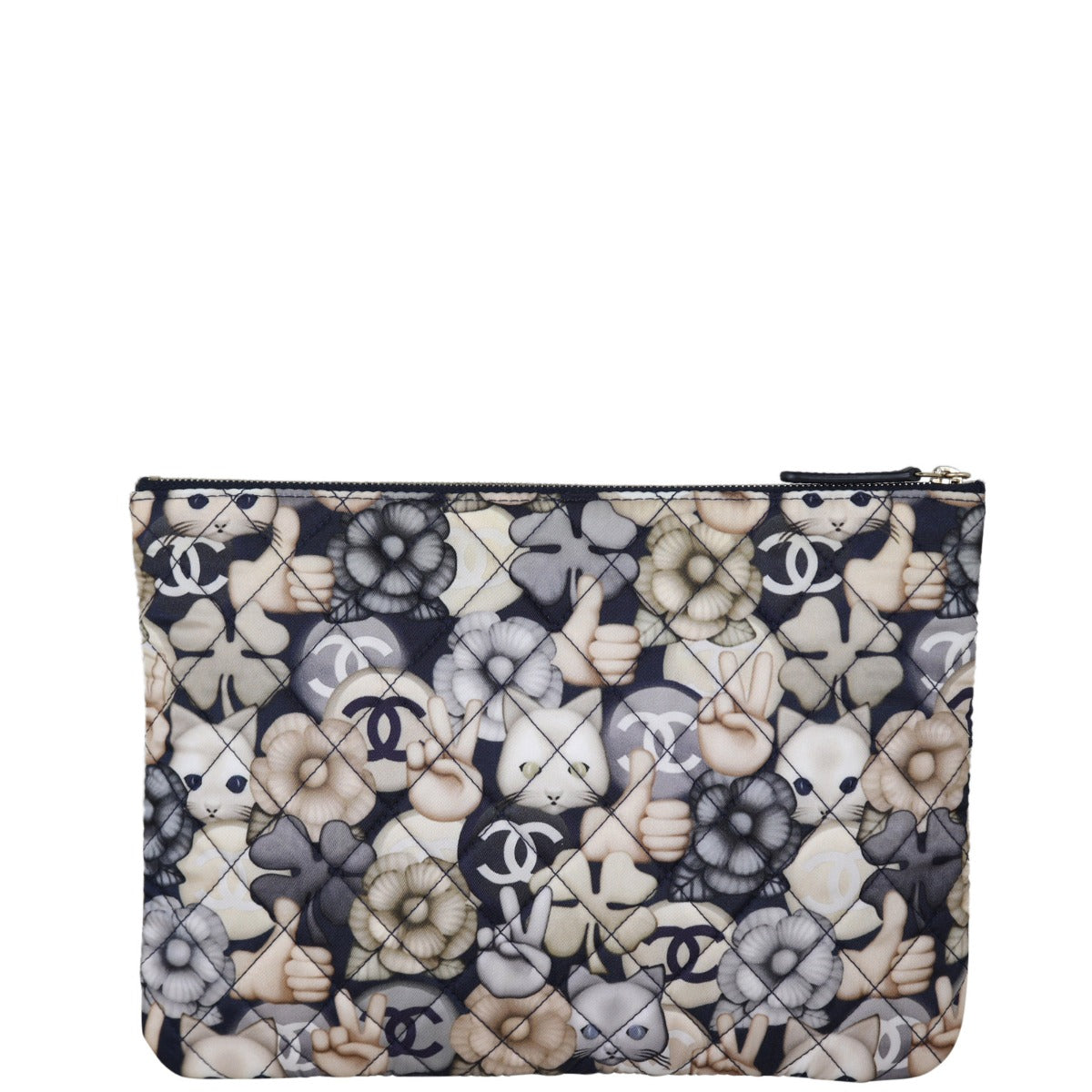 Chanel Cat Emoticon Cosmetic Case Handbag Quilted Medium