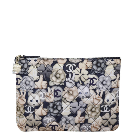 Chanel Cat Emoticon Cosmetic Case Handbag Quilted Medium