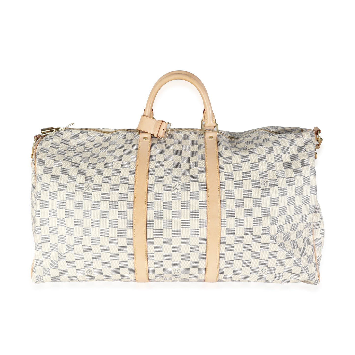 Louis Vuitton Damier Azur Keepall Bandouliere 55 Canvas Handbag