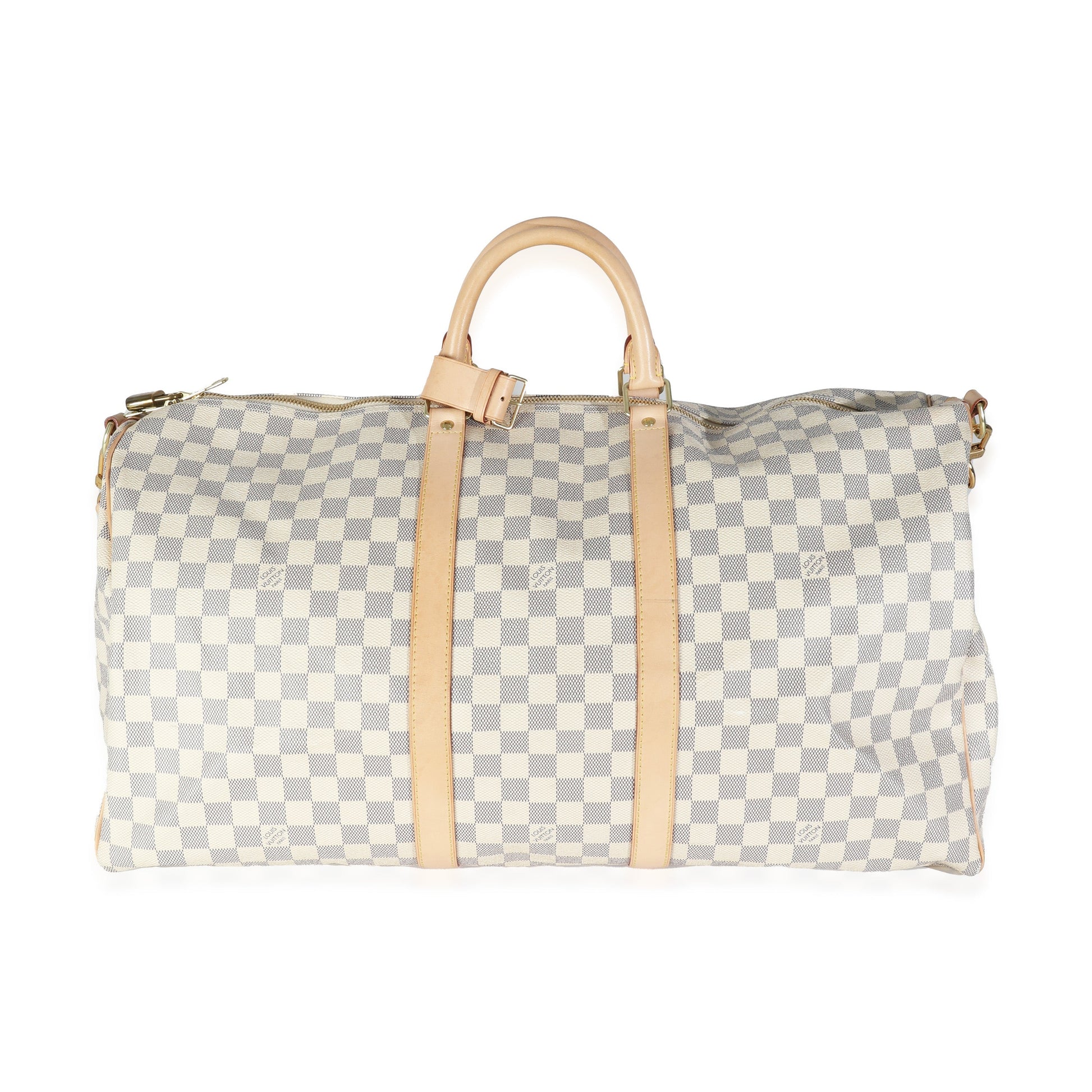 Louis Vuitton Damier Azur Keepall Bandouliere 55 Canvas Handbag
