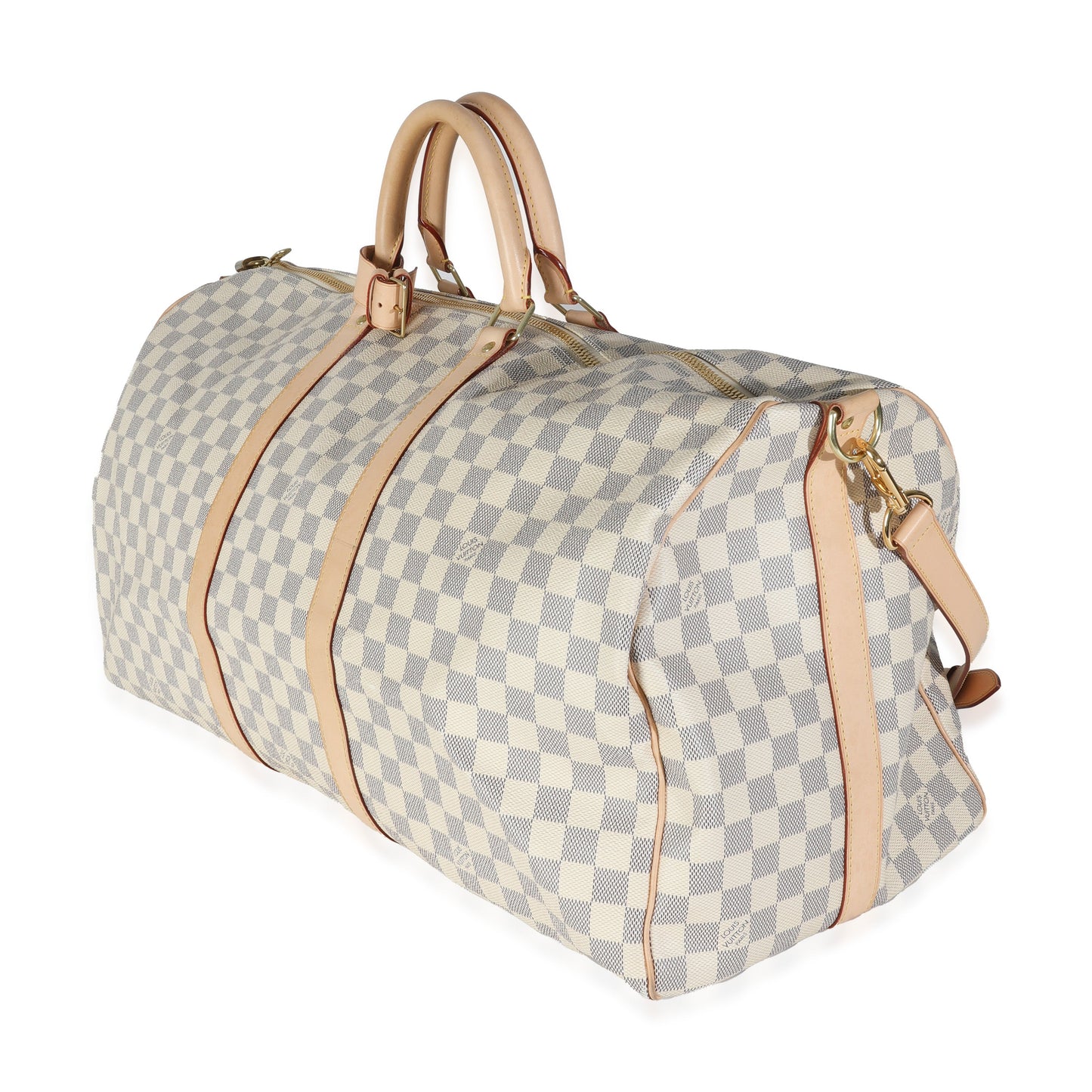 Louis Vuitton Damier Azur Keepall Bandouliere 55 Canvas Handbag