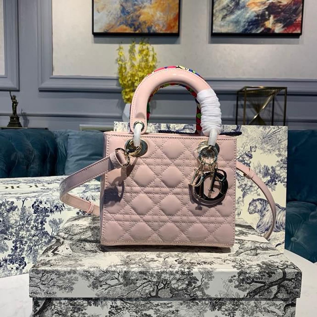 Lady Toned Hardware Light Cd Patent Pink Gold Small Travel Bag