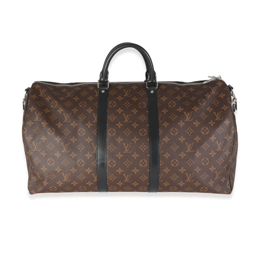 Louis Vuitton Macassar Keepall Bandouliere 55 Monogram Canvas Handbag